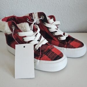 Bumble And Birdie Plaid Size 9 Christmas High Top Zip Up Sneakers